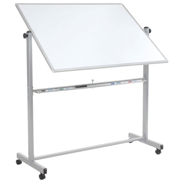 Global Industrial Double Sided Rolling Magnetic Dry Erase Whiteboard, 48 x 36 B444997